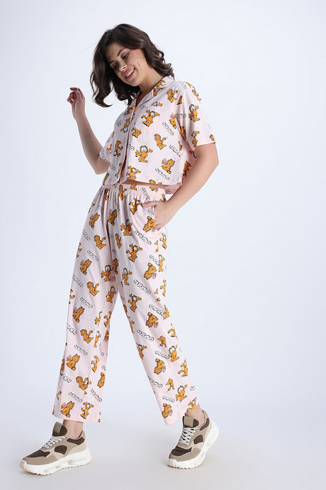 Zivame Garfield Collection Knit Cotton Loungewear Set - Pink Dogwood — image 3